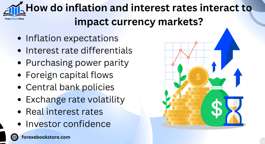How do inflation and interest rates interact to impact currency markets